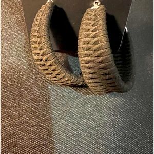 Black Hoop Earrings with Silver Backs